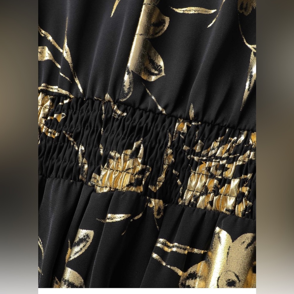 NWT bloomchic 22/24 Black & Gold Floral Midi Dress - Picture 5 of 8